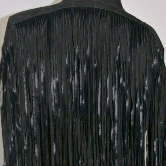 Ralph Lauren Fall ‘16 Runway Collection Black Suede & Velvet Fringed Moto Jacket - Picture 11 of 16